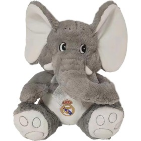 CyP Brands- Real Madrid- Muñeco de Peluche, Elefante. 25 cm, Color Gris, Producto Oficial