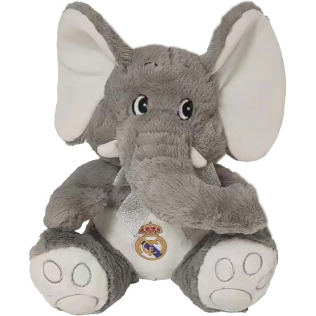 CyP Brands- Real Madrid- Muñeco de Peluche, Elefante. 25 cm, Color Gris, Producto Oficial