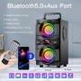 Altavoz Bluetooth,60W Altavoz Portatil Potente, Altavoz Inalámbrico Luces Coloridas,Altavoces Portátil Potente,Apoya Micro SD