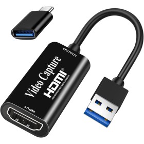 Tarjeta de Captura de Juegos Fulfalic 4K HDMI a USB, Tarjeta de Captura Full HD 1080p, Captura de Videojuegos HDMI para editar