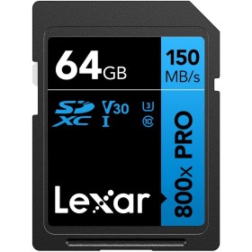 Lexar 800x Pro 64GB Tarjeta SD, Tarjeta SDXC UHS-I, Tarjeta SD 3.0 de hasta 150 MB/s de Lectura, Tarjeta de Memoria SD V30, U3,