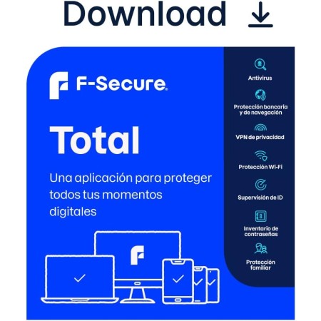 F-Secure Total | 2 Años | 5 Dispositivos | PC/Mac/Mobile | Código de activación enviado por email