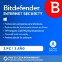 Bitdefender Internet Security 2025 | 5 Dispositivos | 1 Año | PC | Código de activación por email | Renovación automática