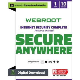 WEBROOT Internet Security Complete 2024 | Gestor de contraseñas, optimizador de rendimiento, copia en cloud | 10 dispositivos |