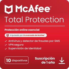 McAfee Total Protection para 10 dispositivos, 2025 |12 meses | VPN segura, el software de seguridad incluye antivirus, gestor de