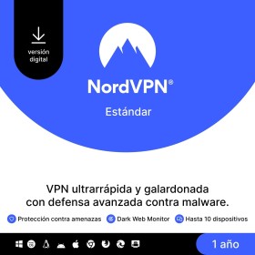 NordVPN Estándar, 10 dispositivos, 1 Año, VPN y Ciberseguridad, Código Digital