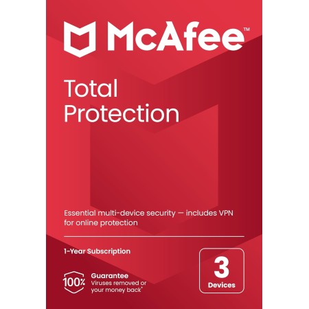 McAfee Total Protection 2023 | 3 Devices | Antivirus Internet Security Software | Unlimited VPN | 1 Year Subscription | By Post