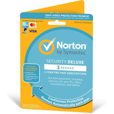 Norton Security Deluxe 2019 | 3 Devices | 1 Year | Antivirus Included | PC/Mac/iOS/Android | Activation Code by Post