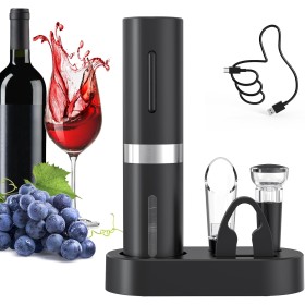 CIRCLE JOY Sacacorchos Eléctrico Para vino, Set de Regalo Recargable 5 en 1 Con Base de Carga, Cortador de Papel de Aluminio,