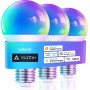 Linkind Matter Smart RGBTW Bombilla, WiFi LED E27, Bombilla Multicolor RGB/RGBTW 1800K-6500K, Compatible con Alexa Google Home,