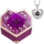 GOICC Rosa Eterna Natural Preservada San Valentin Regalos Originales con Collar para Mujer Novia Caja Regalo Aniversario para