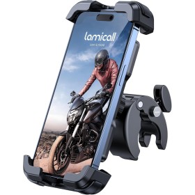 Lamicall Soporte Móvil Bicicleta, Soporte Móvil Moto - 360°Rotación, Liberación con un Botón, Soporte Teléfono Bici para iPhone