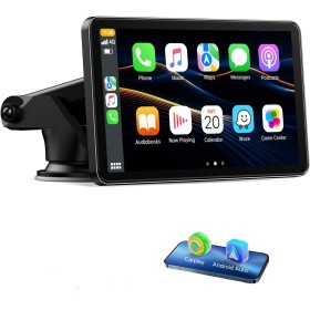 Volam Pantalla para Coche con Carplay Android Auto Inalámbrica,7 Pulgadas Pantalla Táctil, Enlace Espejo, Navegación, Siri,