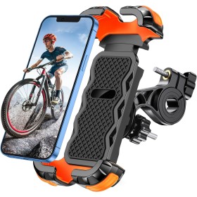 Glangeh Soporte Movil Bicicleta Universal, 360° Rotación Soporte Movil Moto para Manillar, Anti Vibración y Cierre Seguro