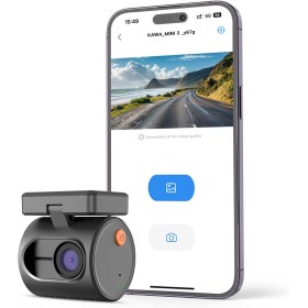 Pequeña Dashcam, KAWA 1296P QHD Mini Cámara de Coche - WDR/3D DNR con Super Visión Nocturna, 24H Parking Monitoring y Grabación