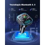 Glangeh 2024 Transmisor FM Bluetooth Coche 5.3PD 36W + QC 18W, 2 en 1 Micrófonos DualesReceptor Bluetooth y Cargador Rápido, Kit