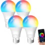 ANTELA Bombilla Inteligente LED E27 Wifi 9W Compatible Con Google Home/Alexa, Bombilla RGB(2700K-6500K) Luces Colores Regulable,