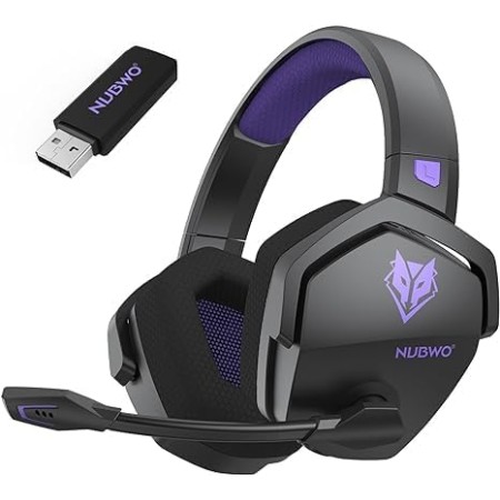 NUBWO G06 Cascos Gaming Inalámbricos con Drivers de 50 mm para PC/Ps5/Ps4/NS/Mobile,Auriculares Gaming Inalámbricos con 2.4