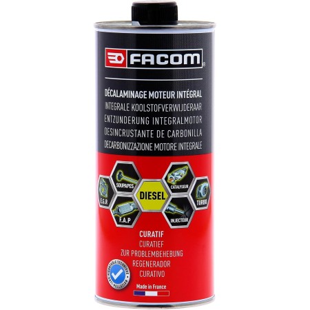 FACOM Limpiador completo para motores Diésel, Desincrustante inyectores, turbo, valvula EGR, CURATIVO, 1L