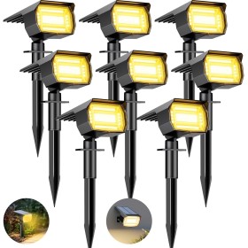 btfarm Luces Solares LED Exterior Jardin [8 Paquete/72LED], Focos LED Exterior Solares Potente Impermeable IP65 Lampara Luz