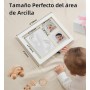 PewinGo- Kit de Marco Para Manos y Huellas de bebé para niño y niña - marcos de arcilla y madera - No se agrieta al secar