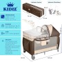 KIDIZ® Cuna de bebé 3 en 1 cama de viaje, combi set, cama de bebé con cambiador, mosquitero corral de juego, negro/beige