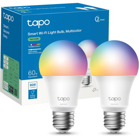 TP-Link Tapo L530E , Bombilla LED inteligente Wi-Fi, multicolor, regulable, E27, 8.3 W 806 lm, compatible con Alexa y Google