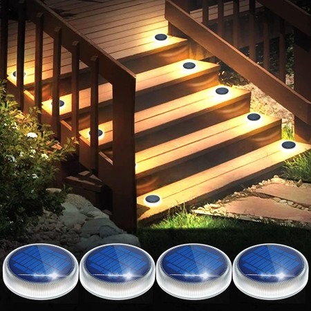 YiLaie Luces Deck Solares Exterior,Lámpara Solar Jardin 24 LED 360°Iluminación IP68 Impermeable Auto ON/OFF Luz Solar suelo para