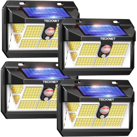 TECKNET Luz Solar Exterior, 236 LED/300° Iluminación (Ilumina 35㎡) Brillo Alto Luces Solares con Sensor de Movimiento, 3 Modes