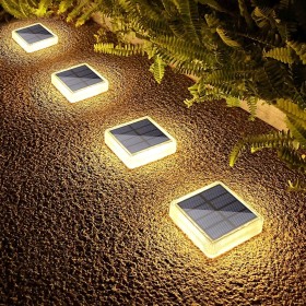 Lacasa Luces Solares Jardin, 4 Pack 30LM LED Lámpara Solar Exterior IP68 Impermeable Luz Solar del Piso Auto ON/OFF Lámparas