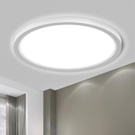 LQWELL® Lámpara de Techo LED Lámpara de Techo, IP44 Lámpara de Baño Impermeable Redonda Plana 18W 6000K 1600LM Delgada para Sala