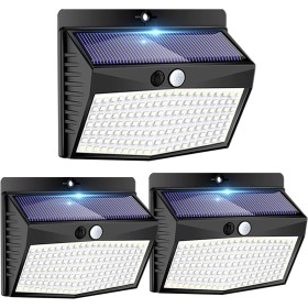 Peasur Luz Solar Exterior3 Paquete/138 LED/3 Modos Focos Solares Exterior con Sensor de Movimiento IP65 Impermeable Luces