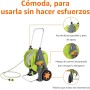 Amazon Basics - Portamangueras enrrollable de plástico, con manguera de 30 m, Verde/Gris