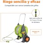 Amazon Basics - Portamangueras enrrollable de plástico, con manguera de 30 m, Verde/Gris