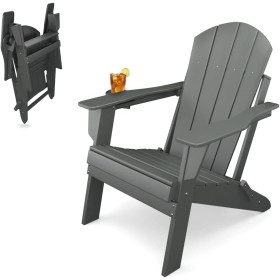 Sleek Space Adirondack Folding Chair for Garden, Patio or Deck - Arm Rests and Cup Holder - Lightweight, Weatherproof - Stylish,