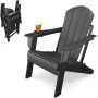 Sleek Space Adirondack Folding Chair for Garden, Patio or Deck - Arm Rests and Cup Holder - Lightweight, Weatherproof - Stylish,