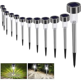 Luces Solares Jardín LED Bawoo 12 Pack Jardín Lámpara de Camino de Paisaje Iluminación de Exterior Impermeable IP65 Luce de