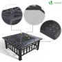 VOUNOT Brasero Exterior para Jardín y Terraza, 3 en 1 Metal Fire Pit, Pozo de Fuego con Protector de Chispas, 81 x 81 x 45 cm