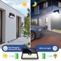 OUILA Luz Solar Exterior, 4 Paquete 185 LED 3 Modos Focos Solares Exterior con Sensor de Movimiento, IP65 Impermeable Lamparas