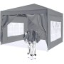 ISE Carpa de Jardín de 3 x 3 m Plegable, Cenador Robusto Impermeable, Garden Tent Resistente al Agua con 4 Paredes Laterales