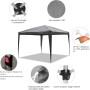 ISE Carpa de Jardín de 3 x 3 m Plegable, Cenador Robusto Impermeable, Garden Tent Resistente al Agua con 4 Paredes Laterales