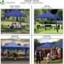 VOUNOT Carpa Plegable Gazebo 3x3m con 4 Paredes y 4 Bolsas de Arena, Cenador Pabellón de Jardín para Camping, Fiestas, Exterior,