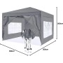 ISE Carpa de Jardín de 3 x 3 m Plegable, Cenador Robusto Impermeable, Garden Tent Resistente al Agua con 4 Paredes Laterales