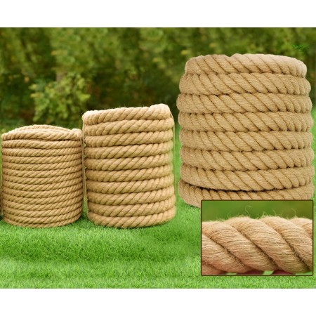 Jalunth Cuerda Rollo de Yute Gruesa Natural Cuerda Cáñamo Sisal para Jardín Colgar Fotos Rascador Gatos Manualidades Floristería