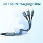 Multi Cable de Carga [2Pack 1.2M] 3 en 1 Multi USB Cargador Cable Nylon Cable USB con Micro USB Tipo C Lightning de Cargador