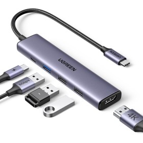 UGREEN Revodok 105 Hub USB C HDMI 4K Adaptador Tipo C 5 en 1 con 100W PD Carga Compatible con MacBook Pro Air M3 M2 M1, iPad,