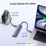 UGREEN Revodok 1071 Hub USB C HDMI 4K 60Hz Adaptador Tipo C Lector Tarjeta SD TF PD 100W Carga Compatible con MacBook Pro Air M3