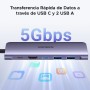 UGREEN Revodok 1071 Hub USB C HDMI 4K 60Hz Adaptador Tipo C Lector Tarjeta SD TF PD 100W Carga Compatible con MacBook Pro Air M3