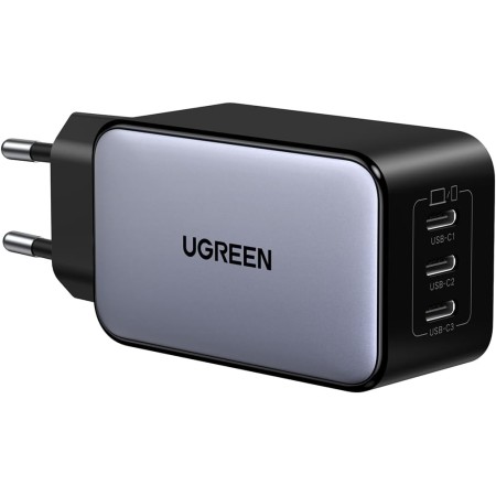 UGREEN Nexode Cargador 65W con 3 USB C, Adaptador de Corriente GaNInfinity de Carga Rápida PPS de 45W Compatible con MacBook Pro