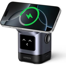 UGREEN UNO Qi2 15W Cargador Inalámbrico, Estación de Carga Magnética 2 en 1 para Auriculares, Compatible con iPhone